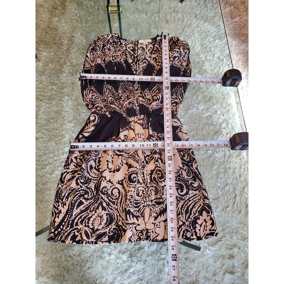 Rylee & Quinn Women Black Cream Floral Polyester V-Neck Knee Length Dress Medium - Picture 9 of 9